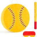 Hooqict Softball Pinata with Blindfold and Bat Stick Softball Birthday Party Decorations for Sports Day Party Supplies School Classroom Activities