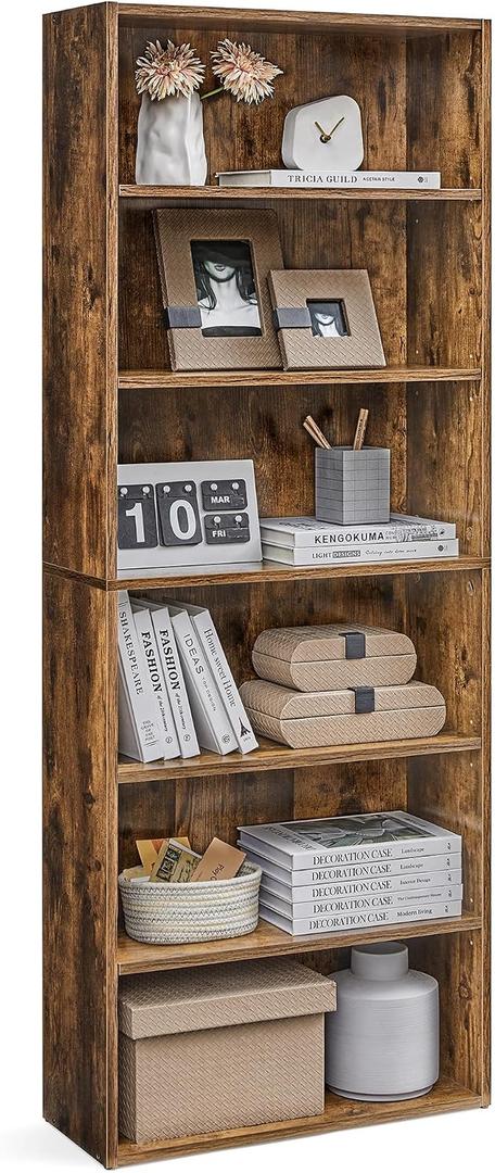 VASAGLE 6-Tier Bookshelf, Storage Organizer, 23.6 x 9.5 x 63.2 Inches, 6 Tiers Open