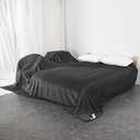 340GSM Flannel Bed Blanket Cozy Microfiber Soft Thermal Fleece Blanket (Dark Grey, Oversized King 180x200cm)