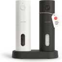 LARS NYSM Electric Salt and Pepper Grinder Set, USB Rechargeable, Automatic Salt and Pepper Mills, Spice Shakers Refillable with LED Light, Adjustable Coarseness, Ceramic Grinder (Black/White)