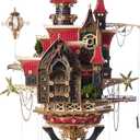 3D Wooden Puzzles for Adults, Fantasy Steampunk Castle Model Kits to Build, DIY Architectural Kit with LED Lights, Premium Display Decor & Hobby Gifts for Adults and Teens