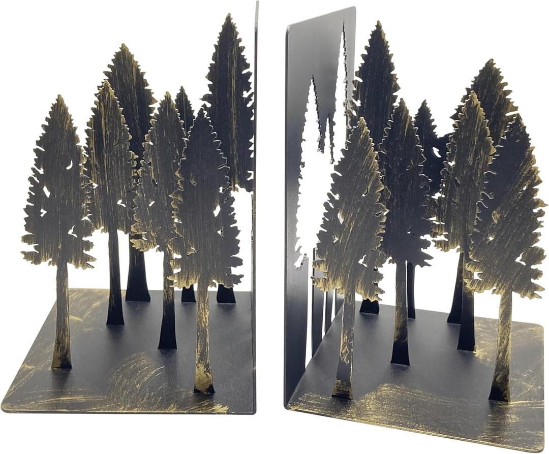 Forest Decor - Charming Pine Tree Decor Bookends, Tree Decor Book Ends for Shelves  Ideal for Nature Lovers