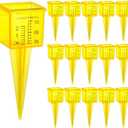 Okllen 15 Pack Rain Gauge, 1.5" Sprinkler Gauge with Wide Mouth, Outdoor Water Measuring Tool for Lawn, Garden, Yard, Bright Yellow, Transparent, Zero is 1/4" from The Bottom
