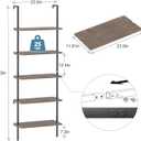 aboxoo Ladder Shelf Open Bookshelf 5-tier Wood Wall-mounted Bookcase Storage Rack Open Back Industrial Modern Plant Flower Stand Utility Organizer Bookcase Metal Frame Furniture Office Kitchen Bedroom