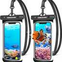 UNBREAKcable Waterproof Phone Pouch-2 Pack IPX8 Waterproof Phone Case for iPhone 16 15 14 13 12 11 Pro Max & Samsung S25 S24 S23-Dry Bag & Travel Essentials for Beach, Pool, Kayak & Cruise-7" Black