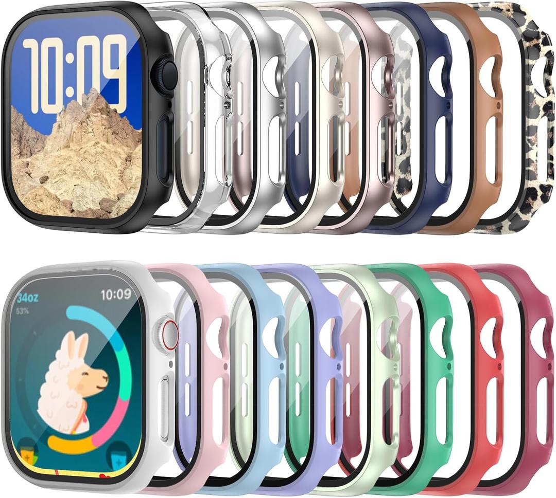 COMMUTER 16 Pack Cases for Apple Watch Series 11/10 42mm Screen Protector, (2025 New) Hard PC Ultra-Thin Protective Face Cover Built-in Tempered Glass Film for iWatch 11/10 42mm