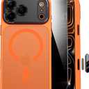 JUESHITUO Magnetic for iPhone 17 Pro Case: Upgraded [Full Camera Protection], with [1X Privacy Screen Protector] [Camera Button], 6.3" Case for iPhone 17 Pro, Orange