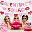 Galentines Decor: Galentines Day Decorations Include Galentine's Squad Banner Garland Centerpieces Lips Balloon for Galentines Decorations