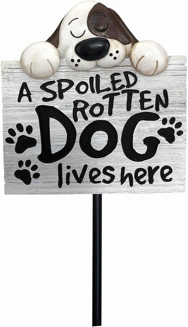 Spoontiques - Spoiled Rotten Dog Garden Stake - Garden Dcor - Decorative Stake for Lawn and Yard - Multicolored