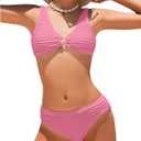 SOLY HUX Girl's V Neck Ring Linked Bikini Sets Bathing Suits Two Piece Swimsuit, 13Y