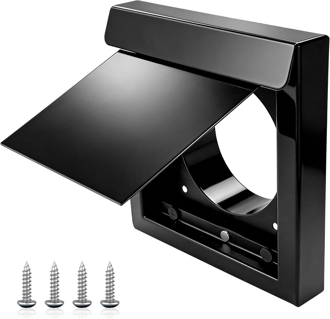 4 Inch Dryer Vent Guard,Magnetic Dryer Vent Cover Outside,Bathroom and Dryer Vent Cover,Dryer Wall Vent -Black