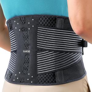 Rakiie Slim Back Brace for Lower Back Pain Relief, Lightweight & Breathable Back Support Brace for Men Women, Ergonomic Light Lumbar Support for Everyday Wear, Light Gray M