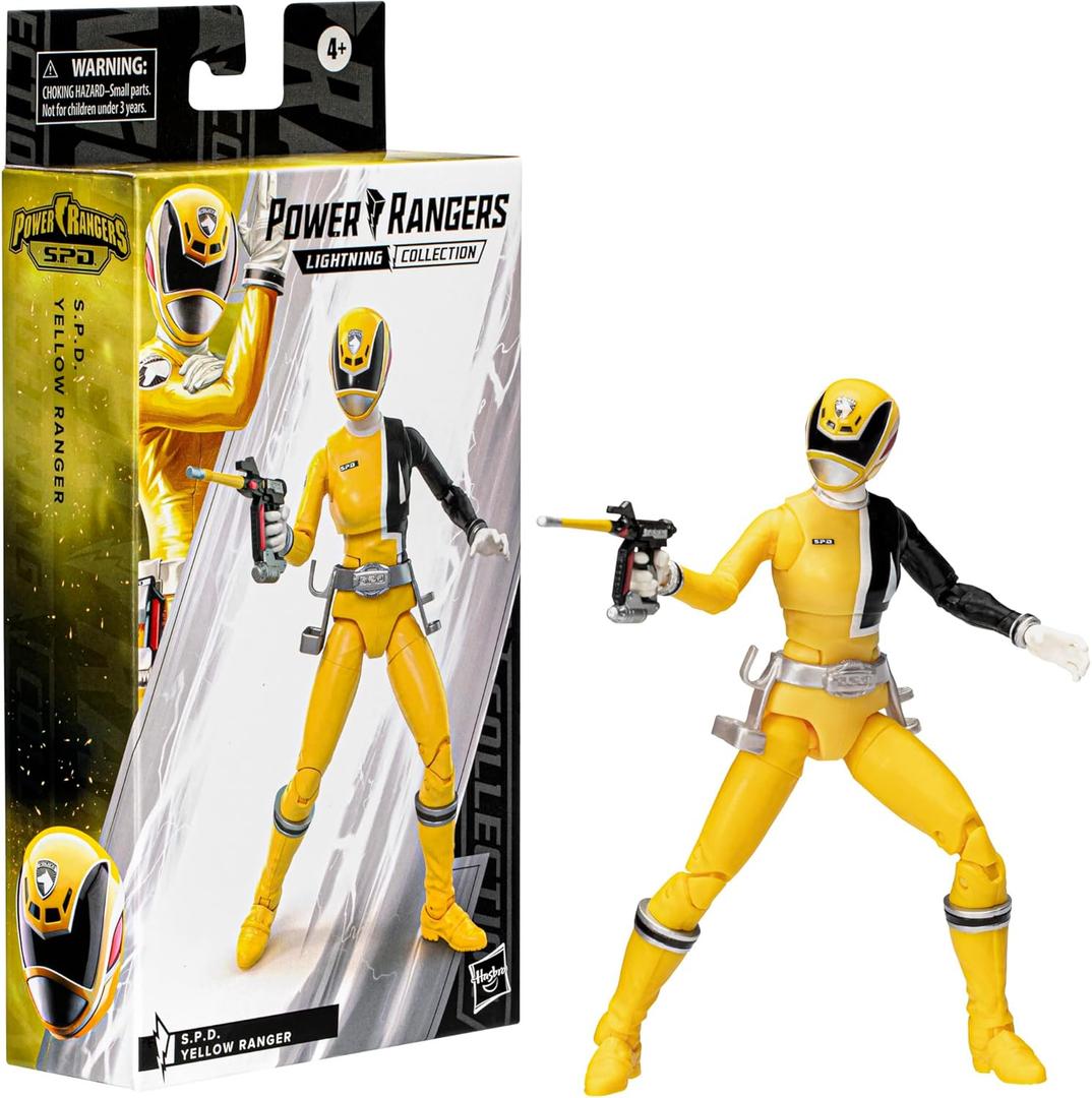 Power Rangers Lightning Collection S.P.D. Yellow Ranger 6-Inch Premium Collectible Action Figure Toy with Accessories, Kids Ages 4 and Up