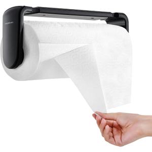 simpletome Paper Towel Holder ONE Hand Tear Adaptive Tension Arm Adjustable Length 9.4-11inch/24-28cm (Black)