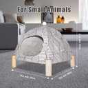 Pozico 2-in-1 Cat Bed Tent with Wooden Frame Cat Teepee & Hammock, Portable Indoor/Outdoor Pet Tent for Cats, Kittens, Small Dogs, and Small Animals Quick Assembly, White Diamond Design