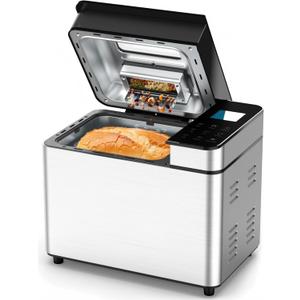 25-IN-1 Automatic Bread Machine | 2lb Size with Visible Lid, Auto Nut Dispenser, One-Touch Display, 13-Hour Delay Timer & Recipes – Easy to Use, High Success for Homemade Bread