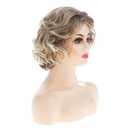Sallcks Short Curly Wavy Blonde Wig for Women Natural Looking Synthetic Hair Costume Party Wig