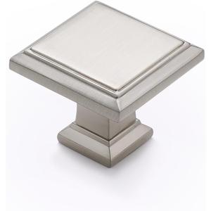 Ravinte 25 Pack 1-3/16 Inch Brushed Nickel Kitchen Square Cabinet Knobs Solid Drawer Pulls Satin Nickel Single Hole Kitchen Cabinet Hardware Knobs for Cabinets and Drawers