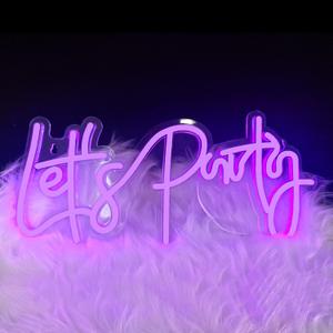 Let's Party Neon Sign,Adjustable LED Neon Lights powered by USB,Wall Decor Art Decorative Lights for Birthday Party,Wedding Party,Prom(Pink)