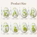 WDS WONDROUS 12-Piece Easter Hanging Ornaments Set, Plastic Bunny & Letter Eggs with Green Vintage Pattern, Spring Home Decor for Wall Door Tree Table, Easter Party Supplies Gift (Green and White)