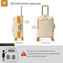20Inch Carry on Luggage with Spinner Wheels,22x14x9 Airline Approved,Stylish SoftSided Lightweight suitcases bag,Wet/Dry Pockets Suitcase for travel(Apricot)