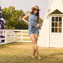 IUV Cowboy Boots For Women Western Cowgirl Boots with Chunky Heel Mid Calf Snip Toe Ideal for low insteps, US 12