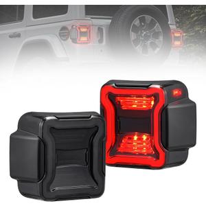 FIERYRED Smoked LED Tail Lights Compatible with 2018-2025 Jeep Wrangler JL Reverse Light Turn Signal Lamp Running Lights