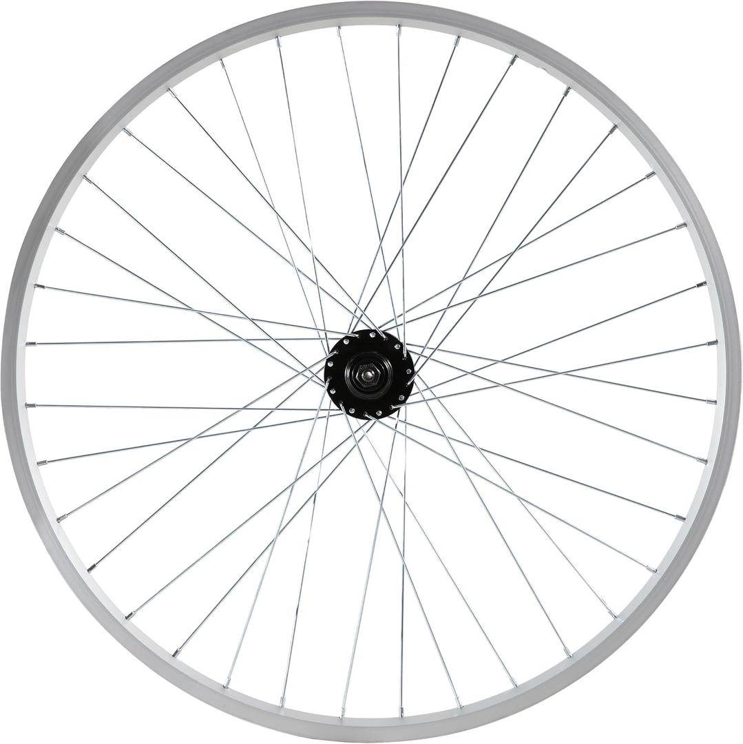 Hiland 26" x 1.75" Alloy Rear Bike Rim for 1.75 to 2.215 Inch Wide Tire, Disc Brake Compatible, Rear MTB Wheel with 7 Speed Freewheel, Bolt On Axle, Bicycle Accessories for Adult Bikes, Silver