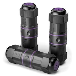 VCELINK Waterproof RJ45 Coupler IP68 Short Profile, Cat6/Cat5E/Cat5 Waterproof Ethernet Connector Shielded, Outdoor Network LAN Cable Extender PoE, 3.23in (Purple-3 Pack) (Versatile - 3.64" Module)