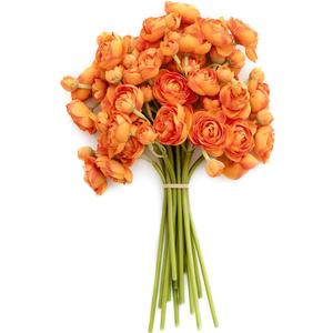 Alupssuc 30Pcs Ranunculus Artificial Flowers Faux Silk Mini Ranunculus, Spring Flowers Artificial Indoor for DIY Bouquets, Bulk Fake Wedding Filler Flowers for Bride Decorations & Arrangements, Citrus Orange