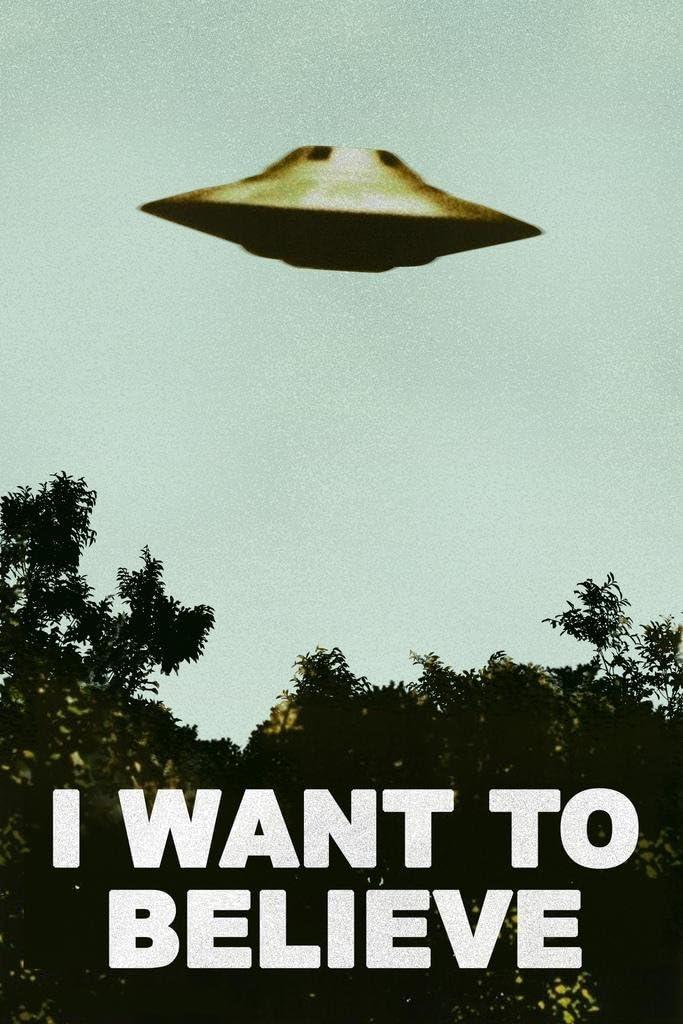 I Want To Believe UFO Artwork Alien TV Retro 90s Wall Decor Movie Poster The Truth is Out There I Believe Cool Wall Art Print 16x24