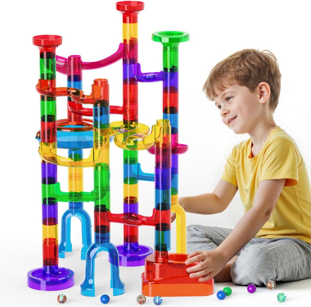 Marble Run, 109Pcs Marble Maze Game Building Toys for Kid, Upgrade Mable Track Race Construction STEM Learning Toy, Birthday for Boys Girls Aged 3-12