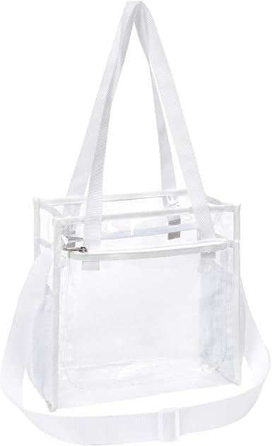 PACKISM Clear Bag for Stadium Events 12x6x12 - Stadium Approved Clear Tote Bag for Sport Events Game Day Concert and Work, White