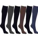 Winterlace Women’s Trouser Socks, Opaque Stretchy Nylon Knee High, Many Colors, 6 pairs queen size