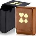 2 Pieces Single Deck PU Leather Playing Card Case Holder Black Brown Deck Holder Playing Card Holders for Adults Box Protector Poker Case Fits Poker and Bridge Size for 3.54x 2.36 Inch Gard