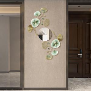 Tandefio 3 Pcs Metal Decorative Wall Mirrors for Living Room Metal Ginkgo Leaf Mirror Modern Creative Wall Decor Art Hanging Decor Mirror for Entrance Bedroom Living Room (Gold Green,16.inches)