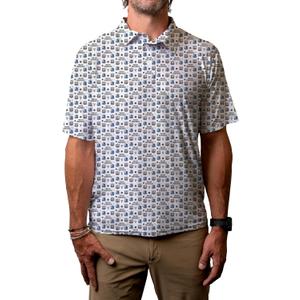 Blue 84 NBA Mens NBA Officially Licensed Short Sleeve Performance Polo All Over Print White
