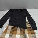 Girls Clothes Skirt Sets Clothes for Girls 12-14 Crossover V-neck Jacquard Puff Sleeve Black Shirts Top + Brown Plaid Mini Skirt Shorts Beret 2 Pieces Fall Winter Warm Outfits for Teens