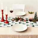 OTOSTAR Snowflake Christmas Tree Black Merry Christmas Table Runner, Xmas Seasonal Winter Holiday Kitchen Dining Table Decoration for Home Party Decor 13x90 Inch