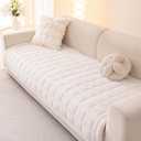 Awjcsv Couch Cover for Dogs Washable, Fuzzy Pet Couch Covers for 3 Cushion Sofa Pet Friendly, Non Slip Sofa Cover (White, 35" x 63"/90 x 160cm)