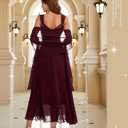 BeryLove Formal Wedding Guest Sequin Prom Dresses Cocktail Evening Lace Elegant Mother of The Bride Dress (Red, XL)