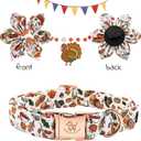 Elegant Little Tail Flower Dog Collar for Small Dogs (Small (Pack of 1), Pumpkin with Turkey)