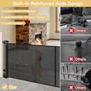 Reinforced 28" Tall 55" Wide Retractable Dog Gate, Prevents Crawling Under