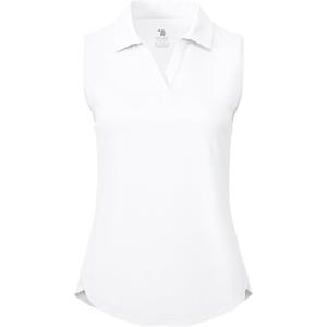 BGOWATU Women's Sleeveless Golf Polo Shirts Collared V Neck Tennis Tank Tops UPF 50+ Quick Dry Lightweight (S)