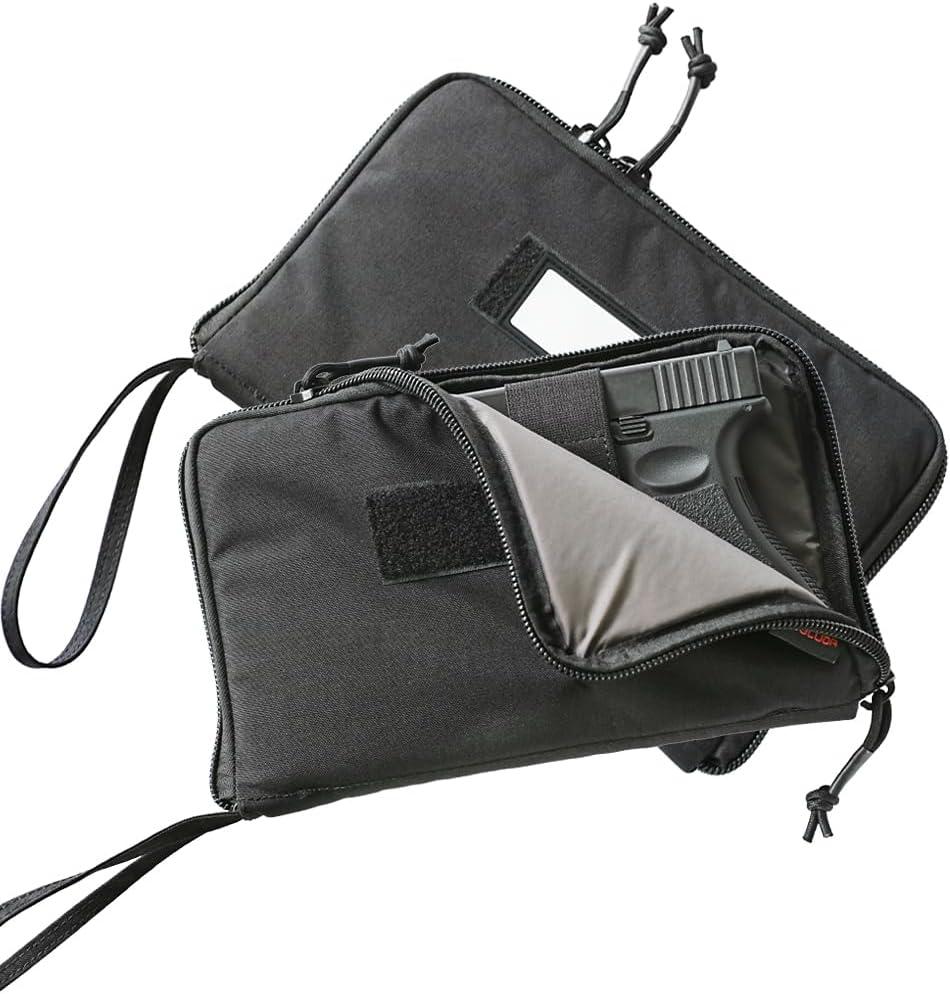 2-Pack Soft Pistol Cases Handgun Case Soft Pistol Rug Case Tactical Handgun Storage Pouch with for Hunting Shooting Range Sports Home storage3 of ID Patches Included (Black)