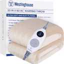 Westinghouse Electric Blanket Heated Throw, Super Cozy Soft Flannel 50"" x 60"" Heated Throw with 6 Fast Heating Levels & 2-10 Auto-Off, Machine Washable, ETL&FCC Certification, Home Office Use, Beige