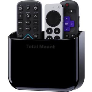 TotalMount Hole-Free Remote Holder  Eliminates Need to Drill Holes in Your Wall (for 2 or 3 Remote Controls  Black  Quantity 1)