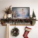 XWNLTEPK Snowy Ballet Christmas Tree Canvas Print Poster Wall Art Wall Decor Winter Atmosphere Poster Suitable for Living Room Bedroom Farmhouse Home Decor Christmas Snow Pine Tree (8x12in Black Framed, A06)