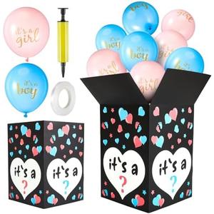 Ireer Gender Reveal Balloon Box with 16 Latex Baby Balloon Release Box Funny Ideas for Gender Reveal Party Decorations Supplies(Boy or Girl)