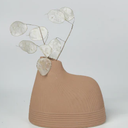 Porcelain Vase 8 x 6 x 7 Inch Beige